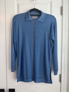 FALCONERI Cashmere Ultralight Collared Button Front Cardigan Blue Size XS